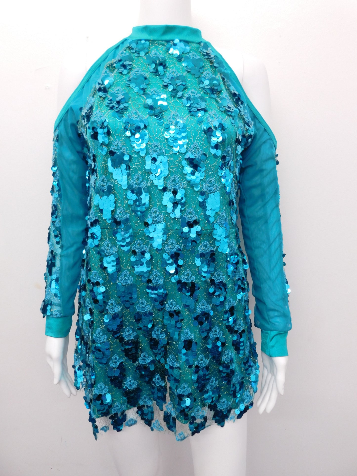 Pre-Owned Costume Gallery  17657 XL Adult Teal Dress Jazz Sequin