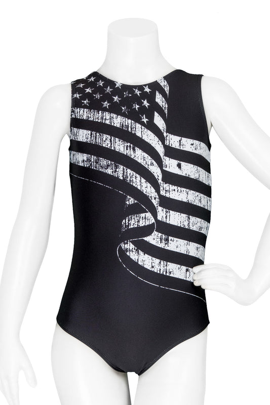 New Gymnastics Leotard Destira Adult Medium Black America Flag