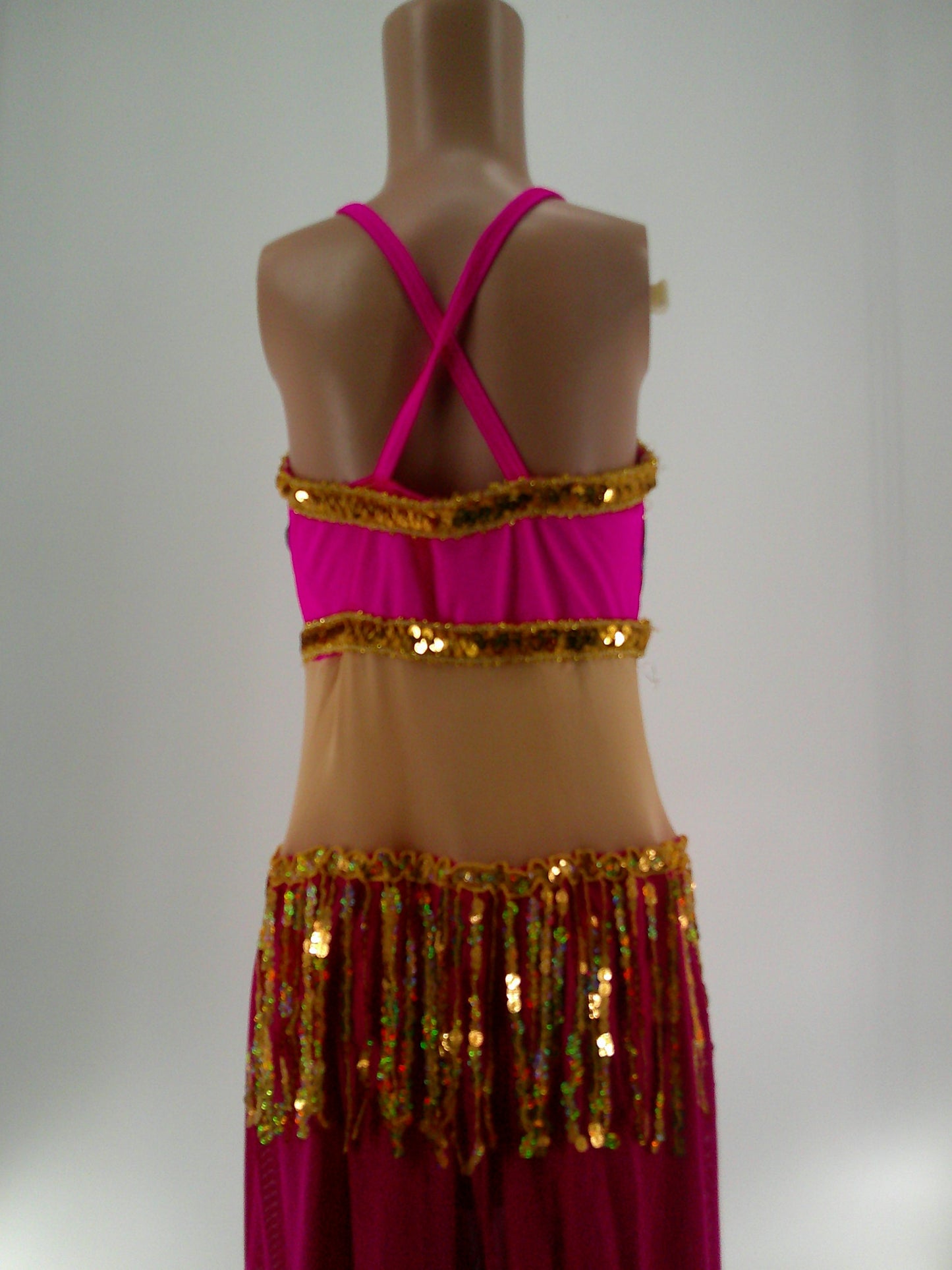 Pre-Owned Costume Art Stone  26764 Large Child Pink Jumpsuit Jazz Sequin Arabian