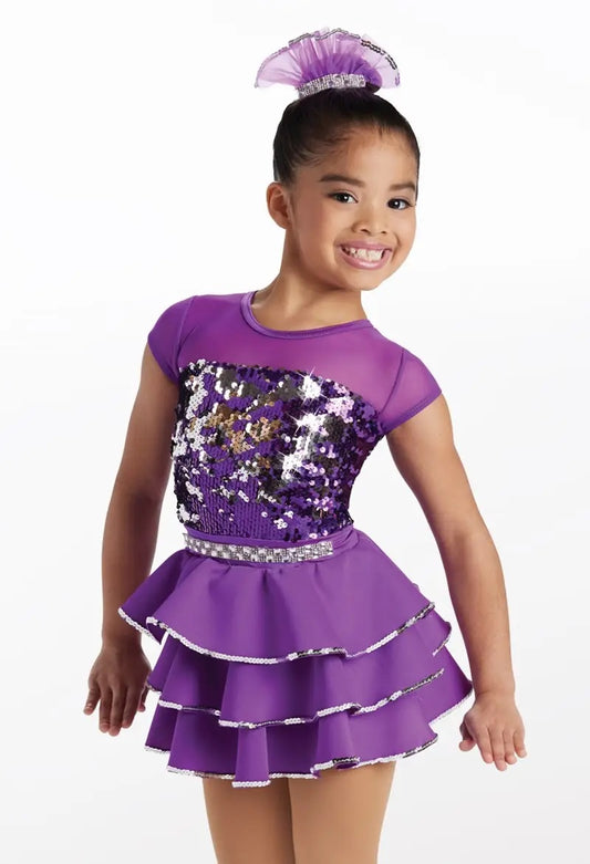 Pre-Owned Costume Weissman  14947 Intermediate Child Purple  Dress Jazz  Sequins