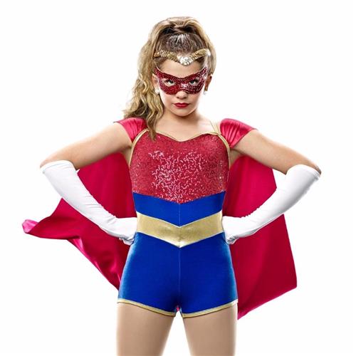 Pre-Owned Costume Small Adult Red Curtain Call T4832 Jazz Tap Clogging Musical Theater Cape Superhero Sparkle