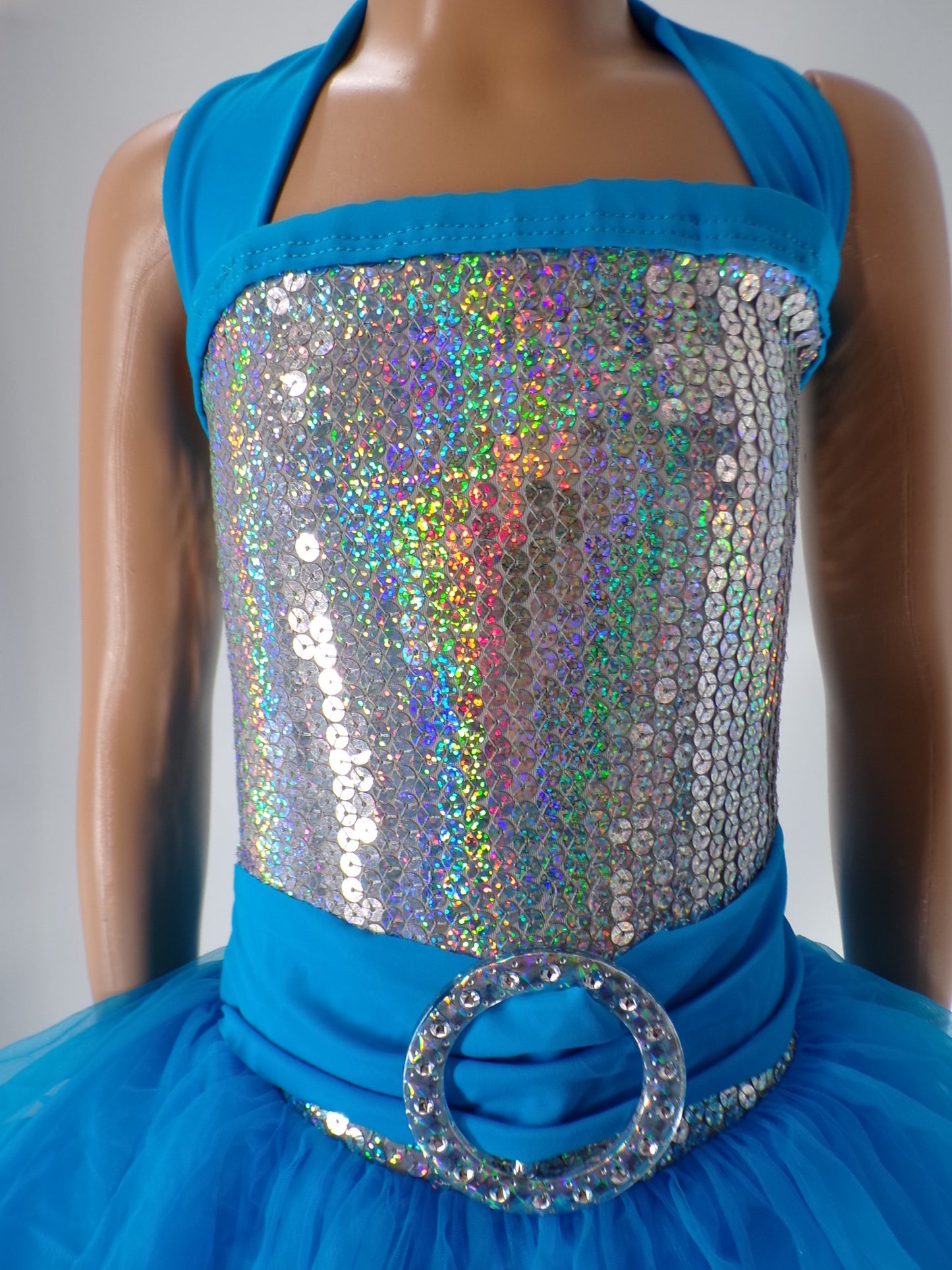 Pre-Owned Costume Weissman  4427 Medium Child Turquoise Tutu Jazz Sequin