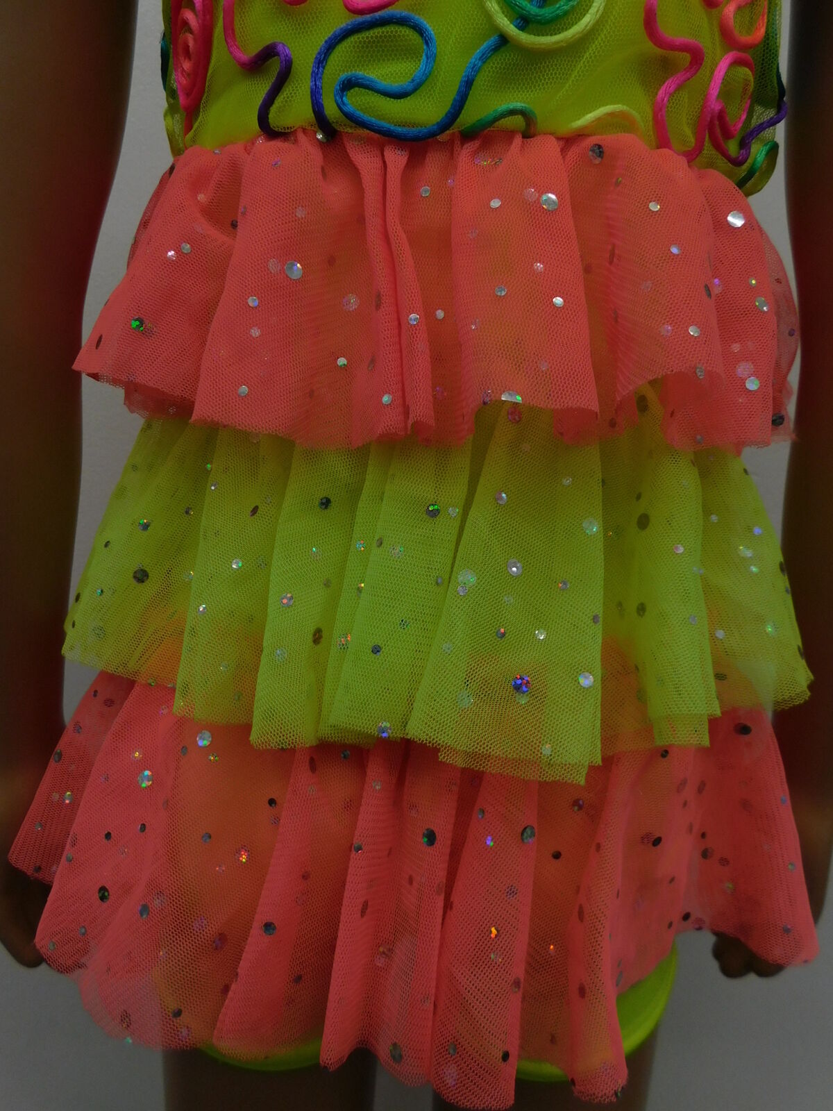 Pre-Owned Costume Weissman  7601 Small Child Yellow Layered Dress Jazz Sequin