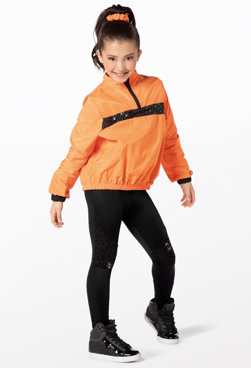 Pre-Owned Costume Weissman  14193 XL Child Orange Jacket and Unitard Hip Hop Sequin