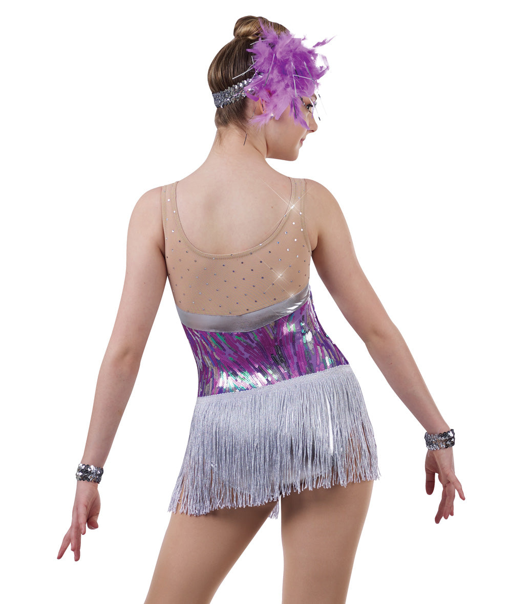 Pre-Owned Costume AWCT  V2452 4XL Adult Purple Fringe Jazz Tap Sequins