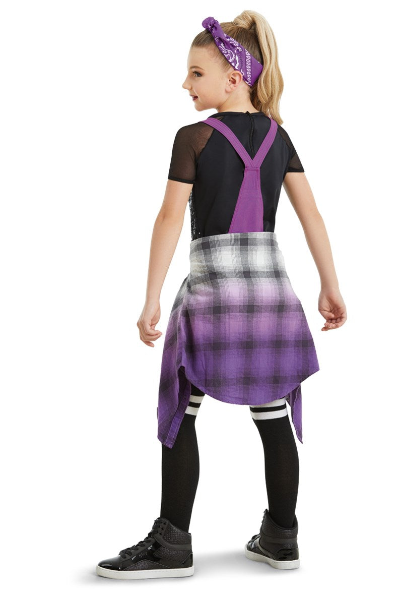 Pre-Owned Costume Weissman  10924 Medium Child Purple Overalls  Hip Hop Sequin