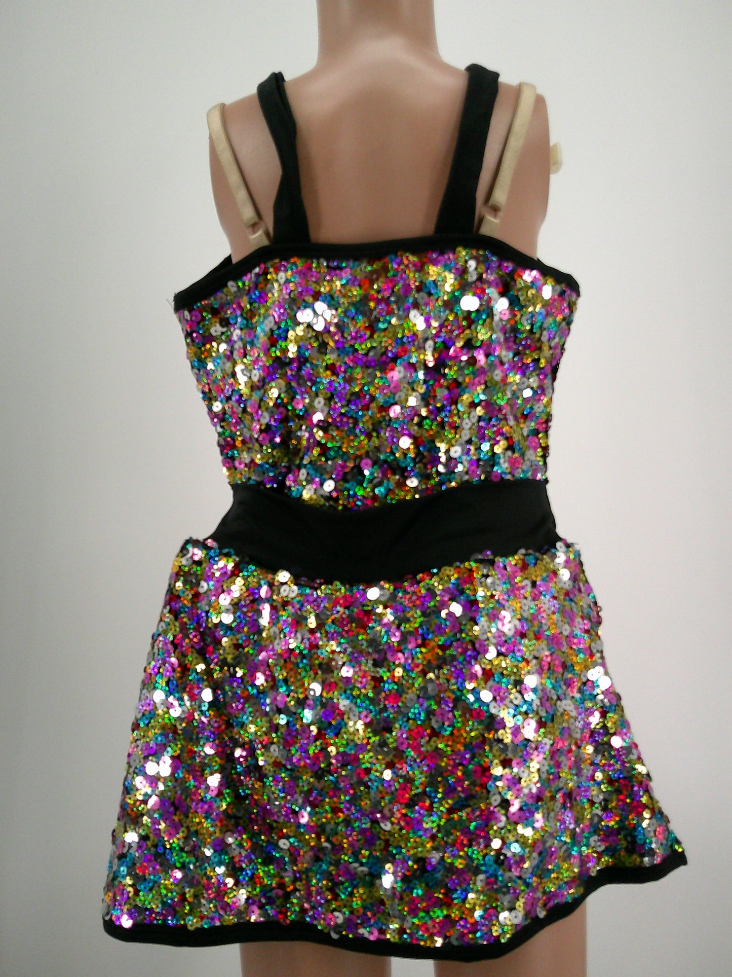 Pre-Owned Costume Curtain Call  E2018 XL Child Black Top Jazz Sequins