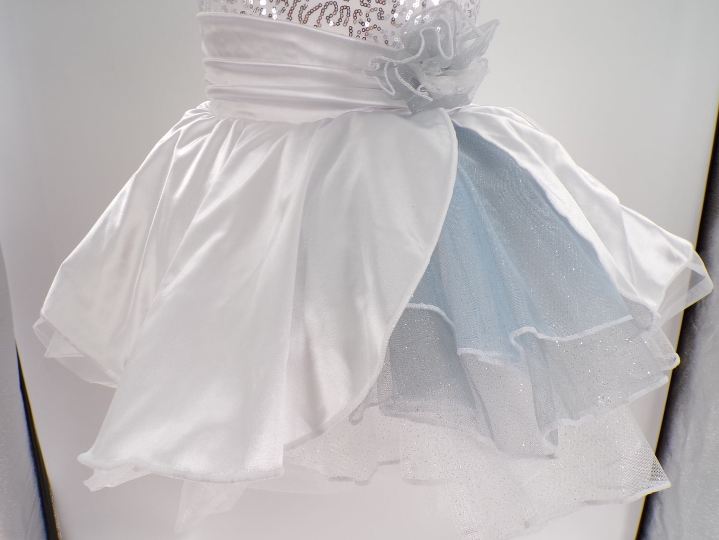 Pre-Owned Costume Curtain Call  E2328 Medium Child  Silver Tulle Skirt Jazz Sequin