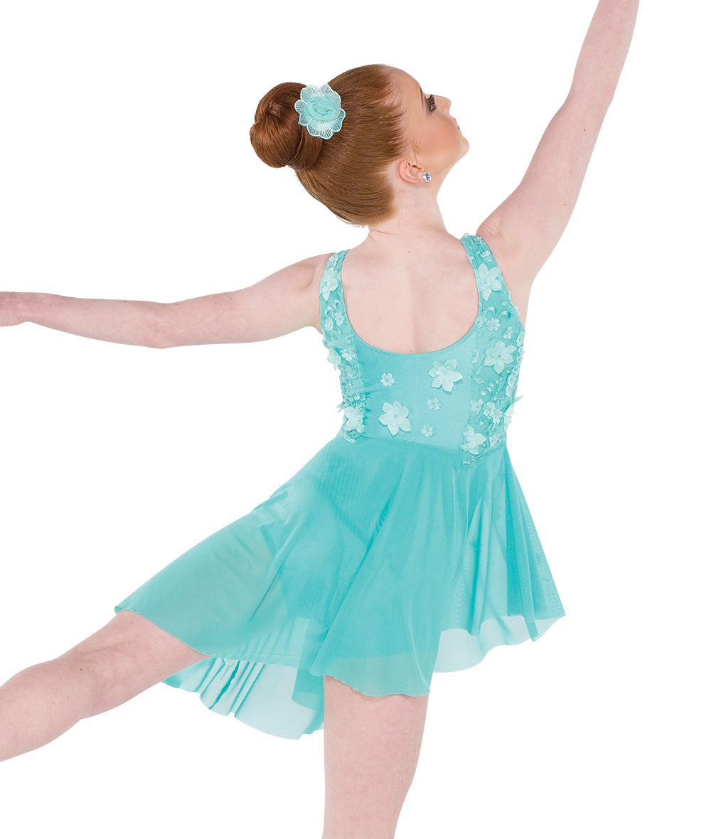 Pre-Owned Costume Medium Adult Green A Wish Come True V2256 Lyrical Ballet Contemporary Flowers Dress Mesh