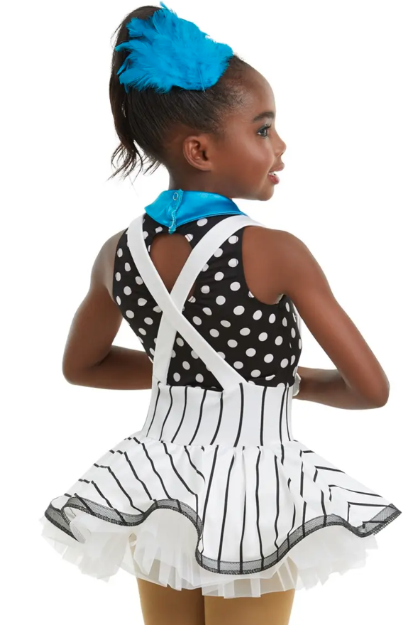 Pre-Owned Costume Weissman  10998 Medium Child Turquoise Dress Jazz Tap  Suspenders