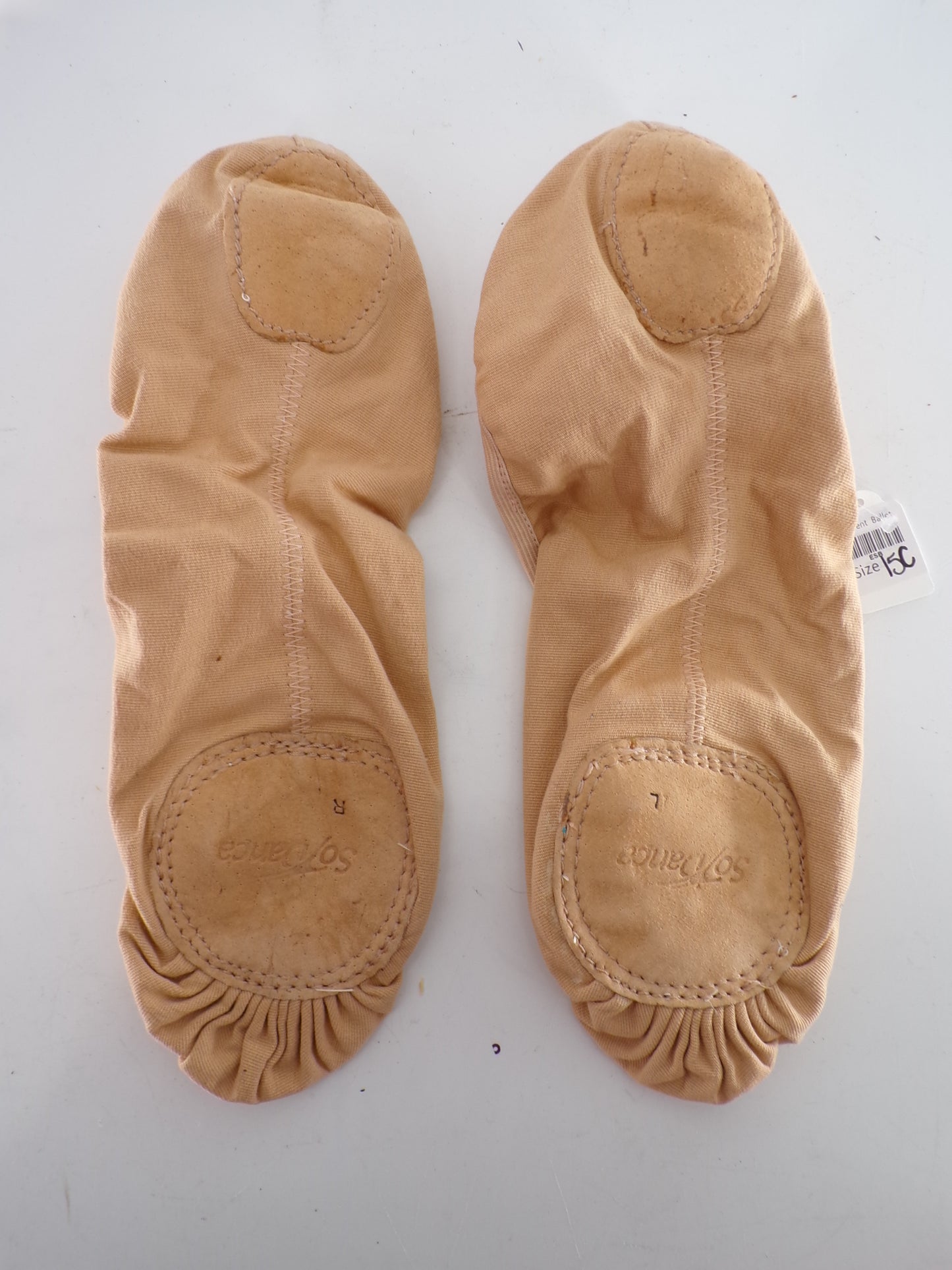 Pre-Owned Ballet Shoes So Danca Adult 15C No Tie Drawstring Canvas Cross Straps Split Sole
