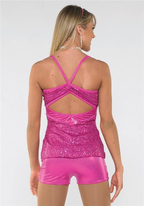 Pre-Owned Costume Top Wish Come True  11536 Large Child Lime Green  Jazz Tap Sequin