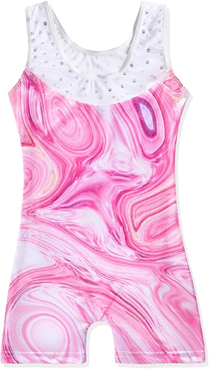 Pre-Owned Gymnastics Leotard XS Child Pink Sparkle Biketard Acro Jazz