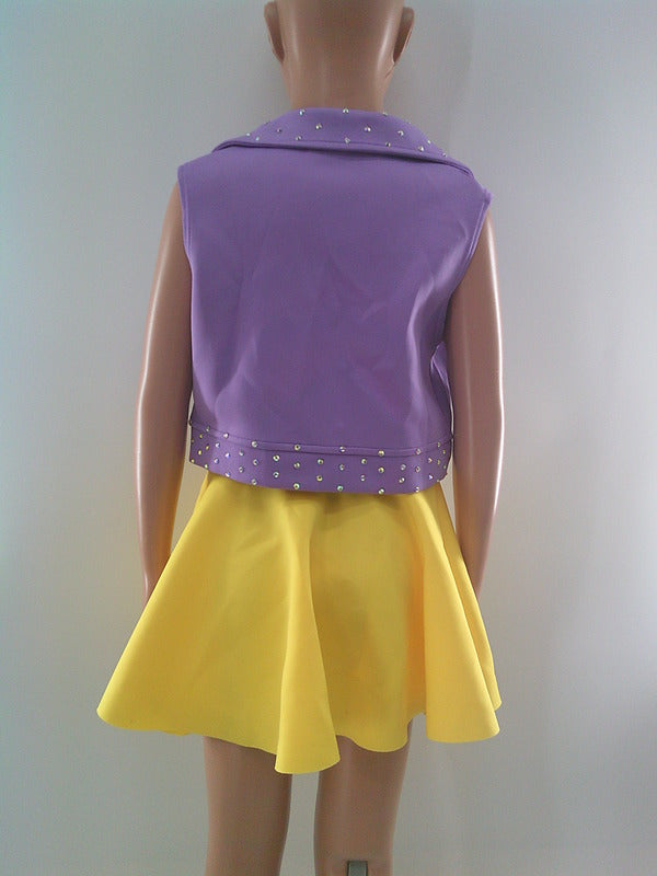 Pre-Owned Costume Weissman  15535/15551 Small Child Purple 2 piece Jazz Tap Rhinestones