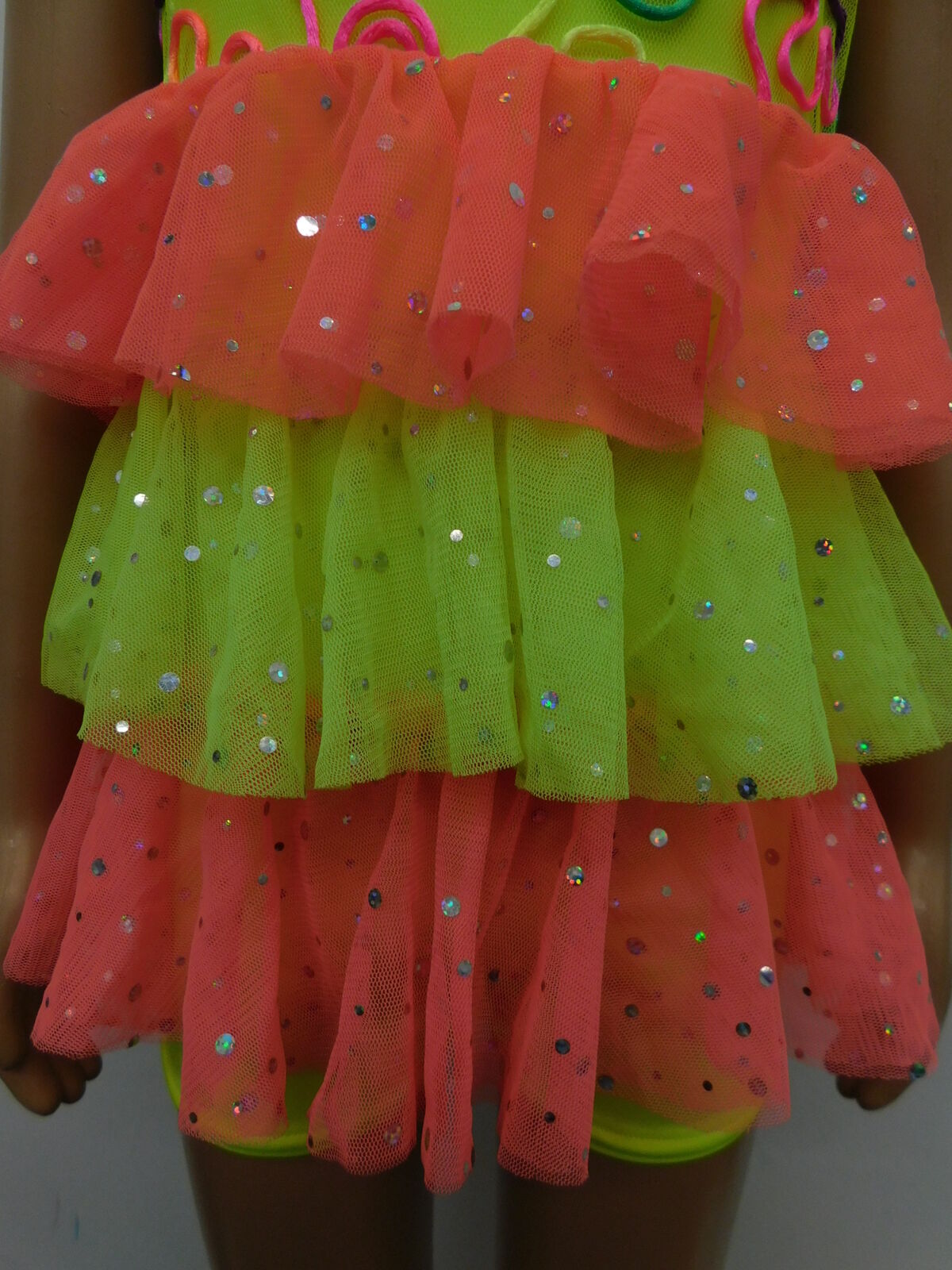 Pre-Owned Costume Weissman  7601 Small Child Yellow Layered Dress Jazz Sequin