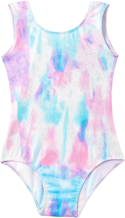 Pre-Owned Gymnastics Leotard Medium Child 7-8 Pastel Rainbow Glitter