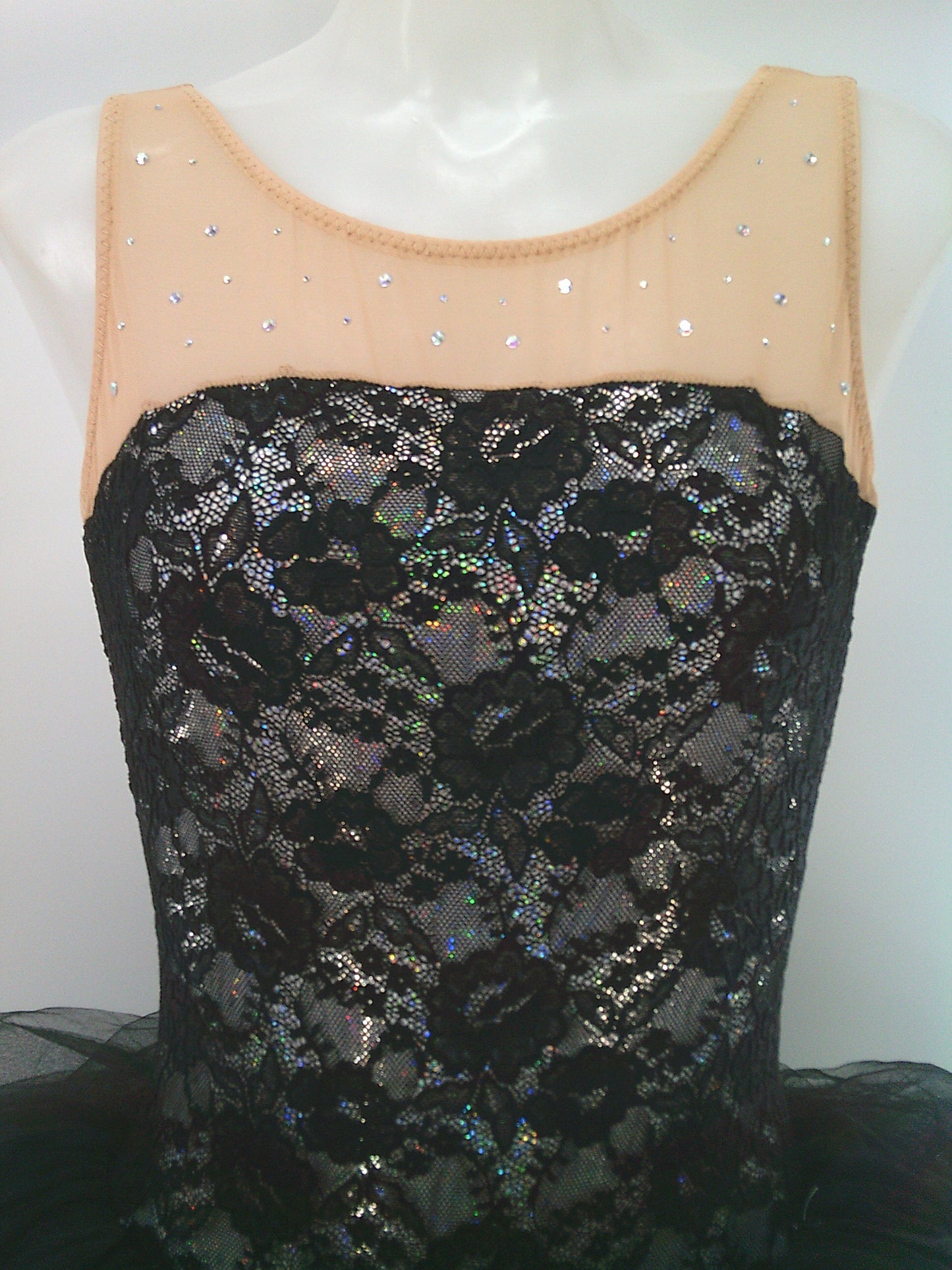 Pre-Owned Costume Curtain Call C240 Medium Adult Black Lace Ballet Rhinestones