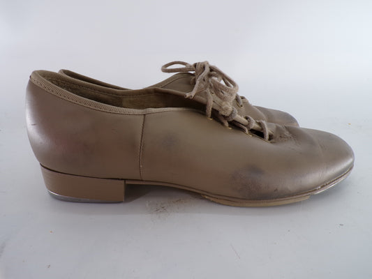 Pre-Owned Tap Shoes Capezio Adult 7M Tan Oxford Leather Lace Up Full Sole
