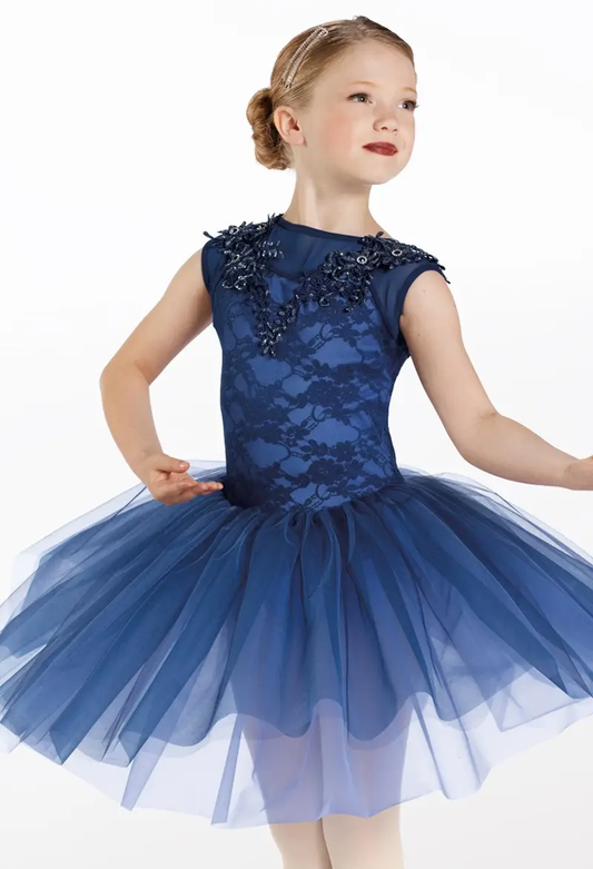 Pre-Owned Costume Weissman  12983 Large Child Blue Tutu Ballet  Sequin