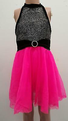 Pre-Owned Costume Weissman  3062 Large Child Hot Pink Glitter Bust Dress Jazz Lyrical