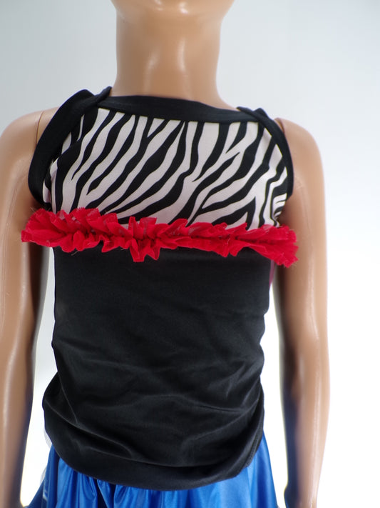 Pre-Owned Top Medium Child Red Zebra Lexi Lu jazz Tap Ruffle