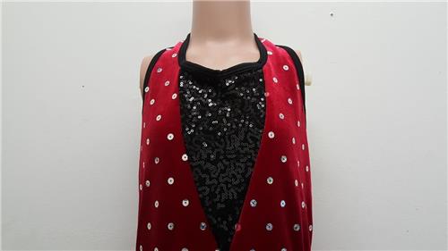 Pre-Owned Costume Curtain call  E1866 Large Child Red Tutu Jazz Sequin