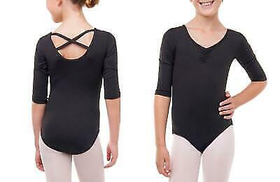 Pre-Owned Leotard Medium Child Black Danskin Now 3/4 Sleeve