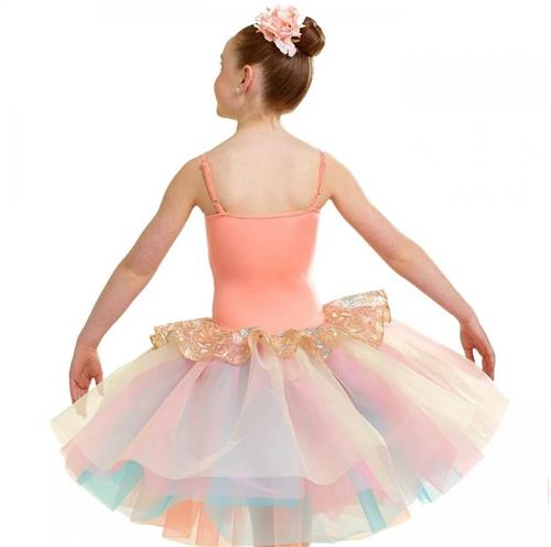 Pre-Owned Costume Medium Child Peach Curtain Call E2115 Ballet Pointe YAGP Tutu Embroidery