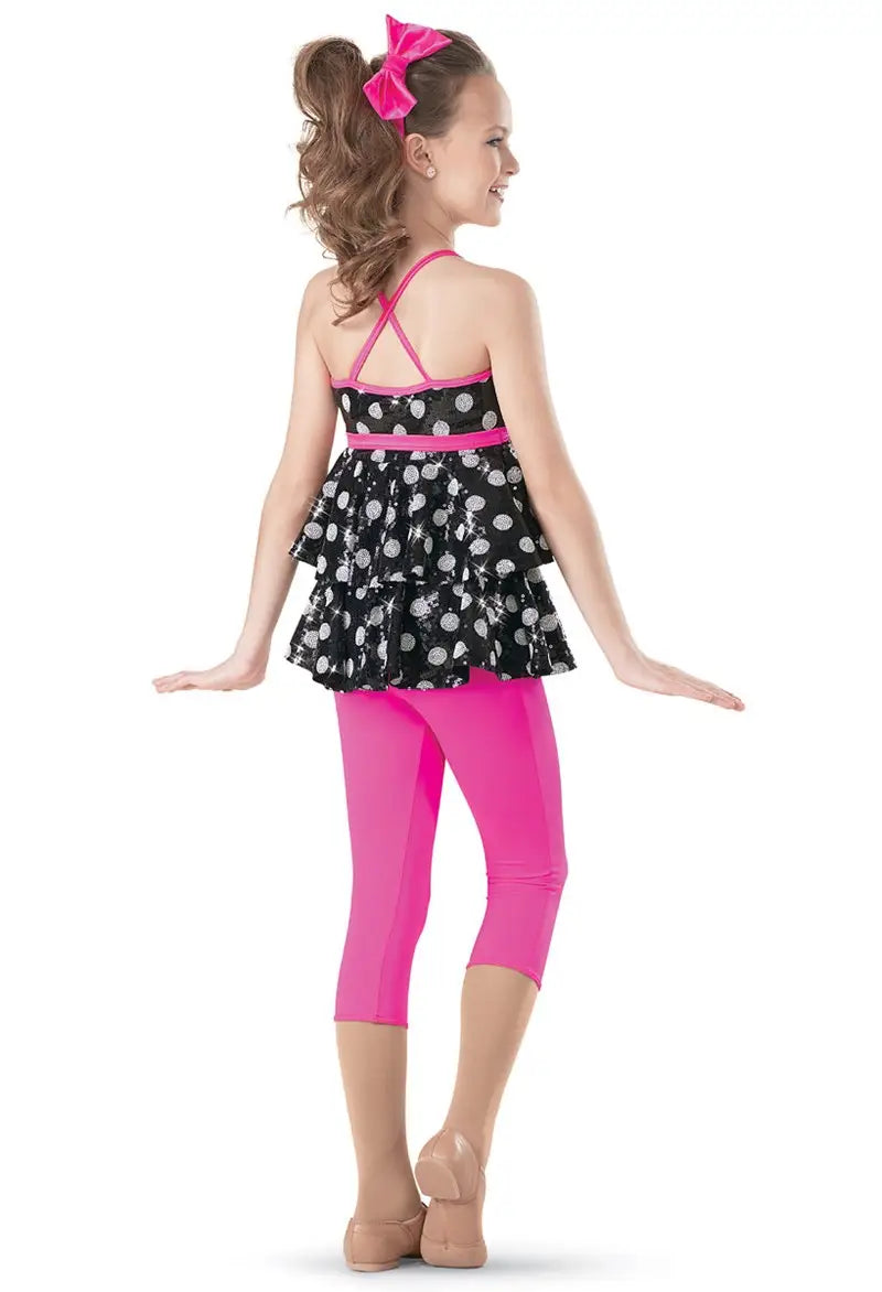 Pre-Owned Costume Intermediate Child Purple Weissman 7886 Jazz Tap Clogging Musical Theater Polka Dots Capris Seqin
