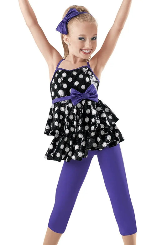 Pre-Owned Costume Intermediate Child Purple Weissman 7886 Jazz Tap Clogging Musical Theater Polka Dots Capris Seqin