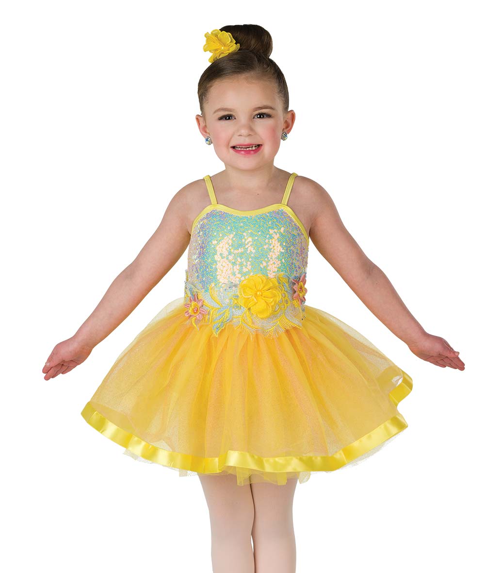 Pre-Owned Costume AWCT V2514Y Large Child Yellow Tutu Ballet Dress Up Sequin