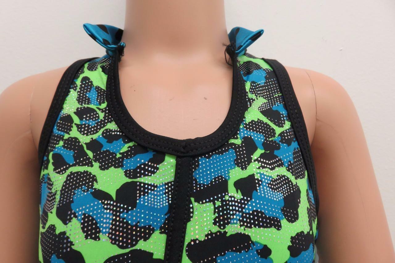Pre-Owned Costume Curtain call  E1146 Large Child Green Ruffles Jazz Foil Dots