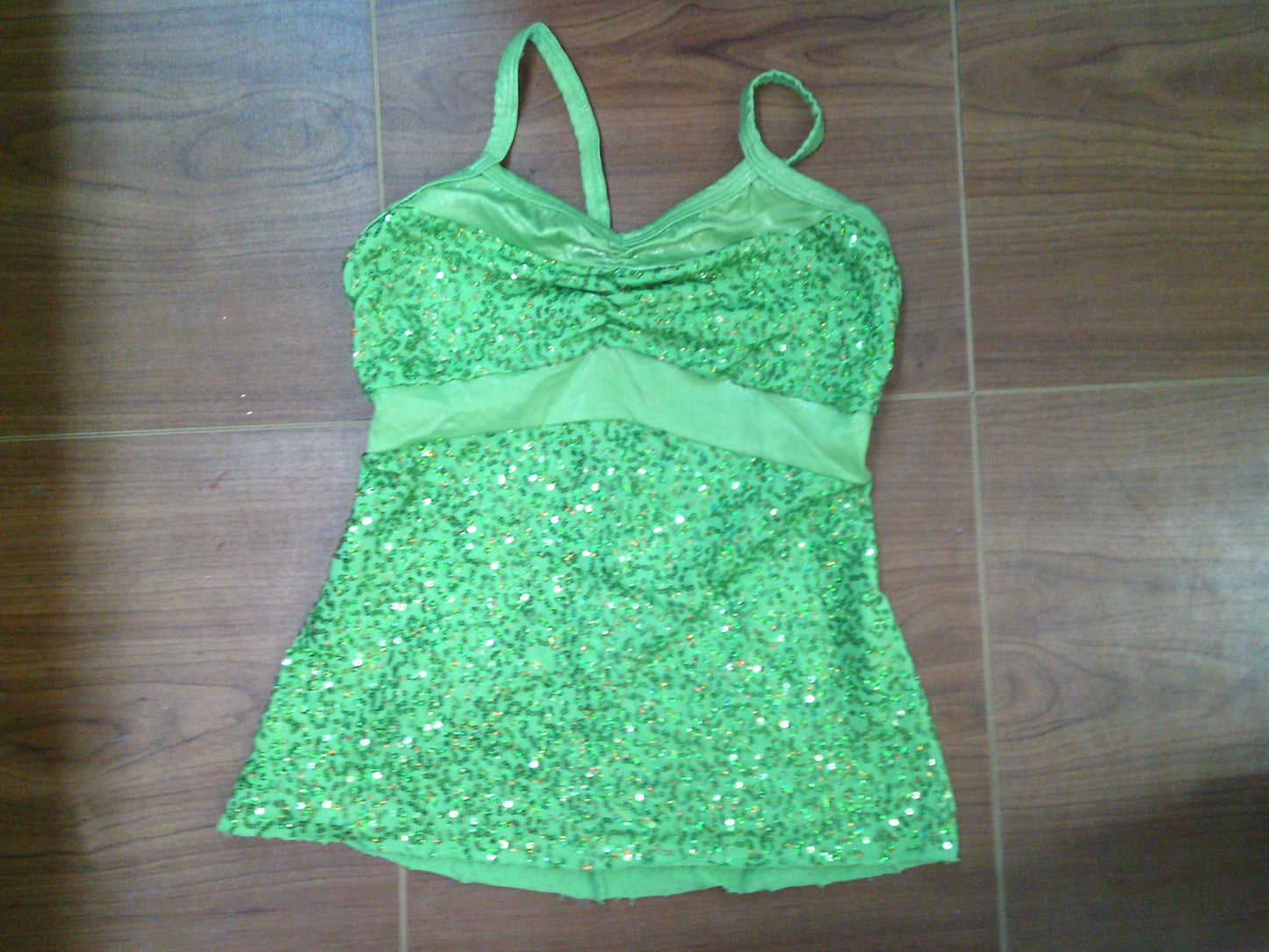 Pre-Owned Costume Top Wish Come True  11536 Large Child Lime Green  Jazz Tap Sequin