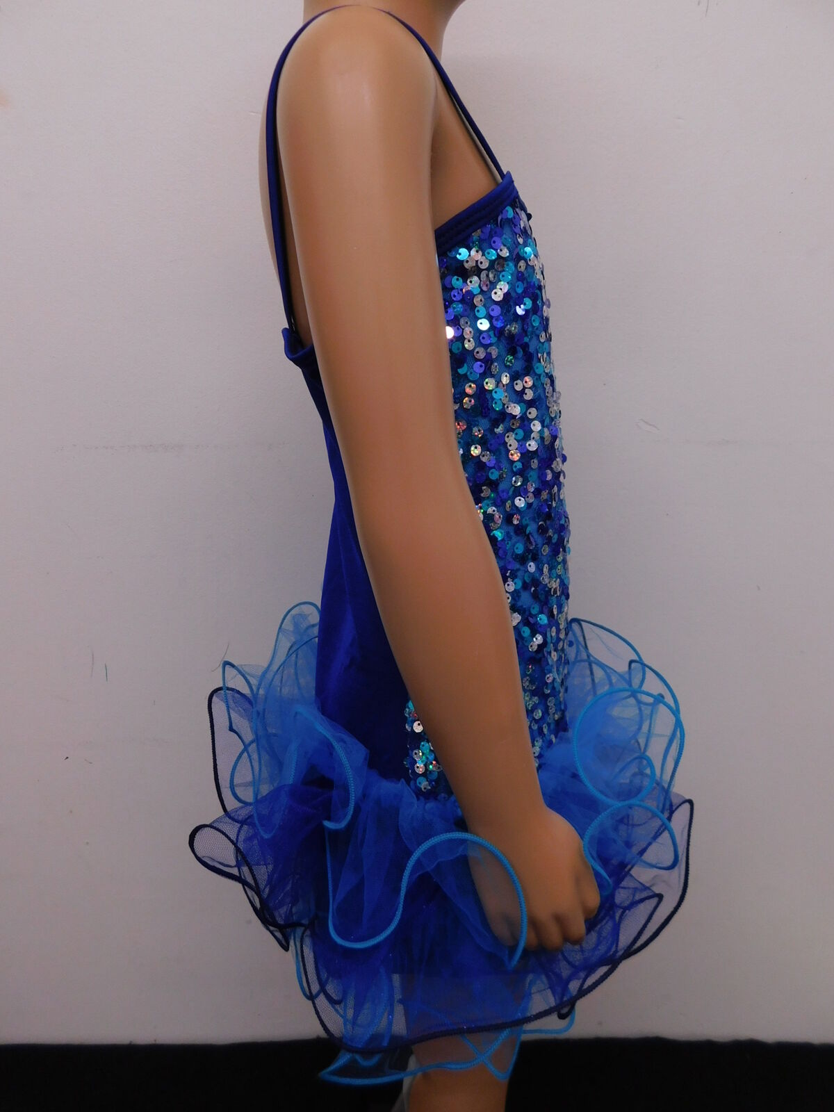 Pre-Owned Costume Curtain Call  E1062 XL Child Blue  Jazz Sequin