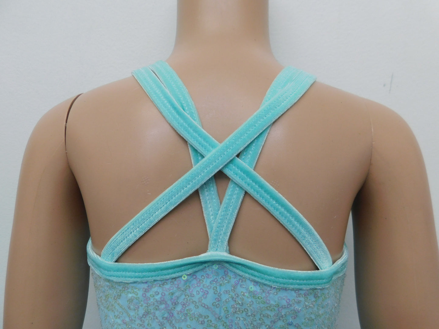 Pre-Owned Costume Curtain Call E2144 Medium Child Aqua Dress Lyrical Sequin