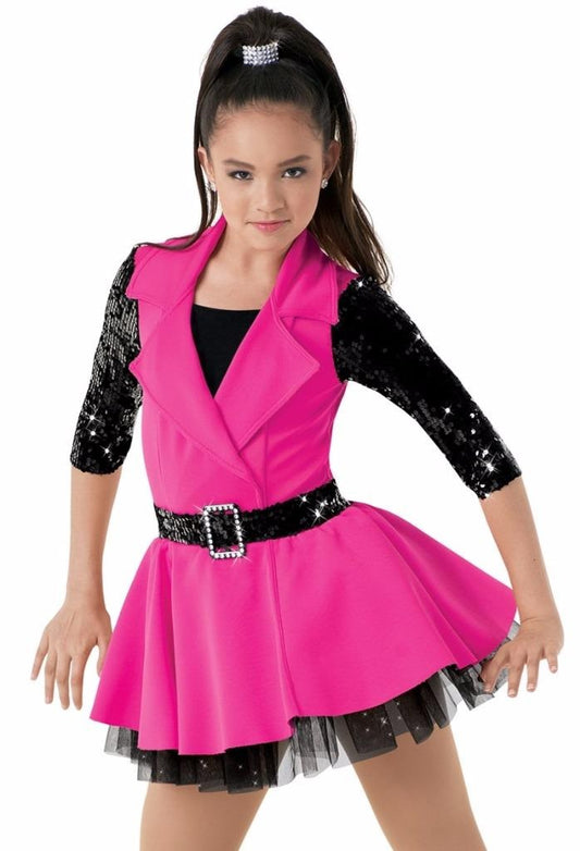 Pre-Owned Costume Weissman  9325 Large Child Pink Jacket Jazz Sequin