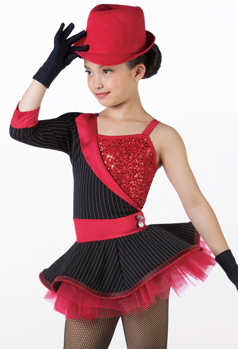 Pre-Owned Costume Weissman 14762 Large Child Red Pin Stripes Jazz Sequin