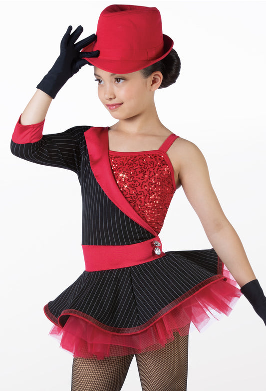 Pre-Owned Costume Weissman 14762 Large Child Red Pin Stripes Jazz Sequin