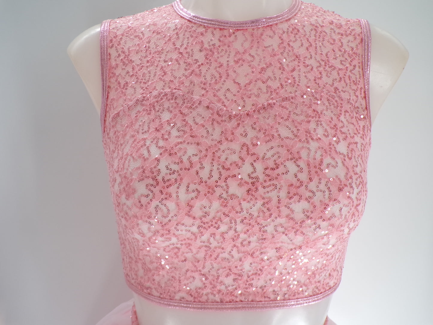 Pre-Owned Costume Curtain Call E1689 Large Adult Pink Lyrical Contemporary Sequin