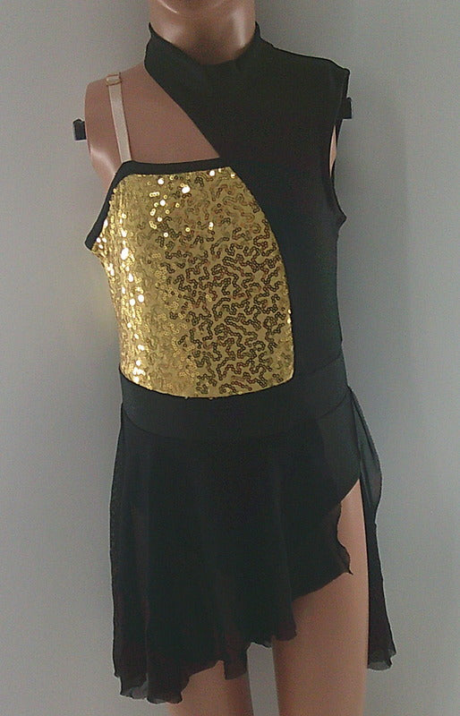 Pre-Owned Costume ieffiel   Small Child Black Halter Lyrical Sequin