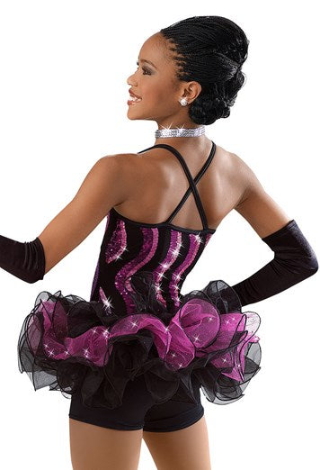 Pre-Owned Costume Medium Child Pink Weissman 7182 Jazz Tap Musical Theater Tutu Sequin Unitard