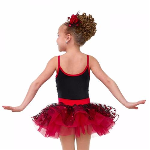 Pre-Owned Costume Curtain Call  E1133 Medium Child Red Tutu Jazz Glitter