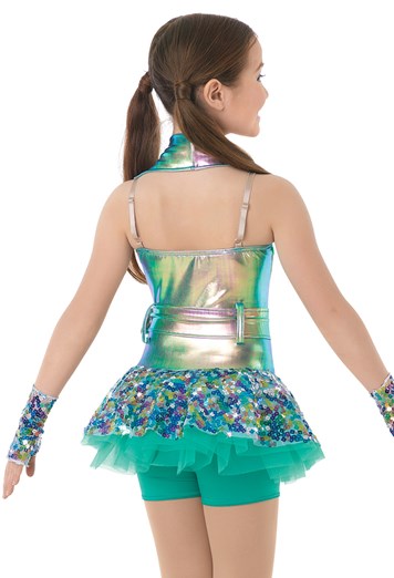 Pre-Owned Costume Weissman 8690 Medium Child Green Jazz Hip Hop Sequin