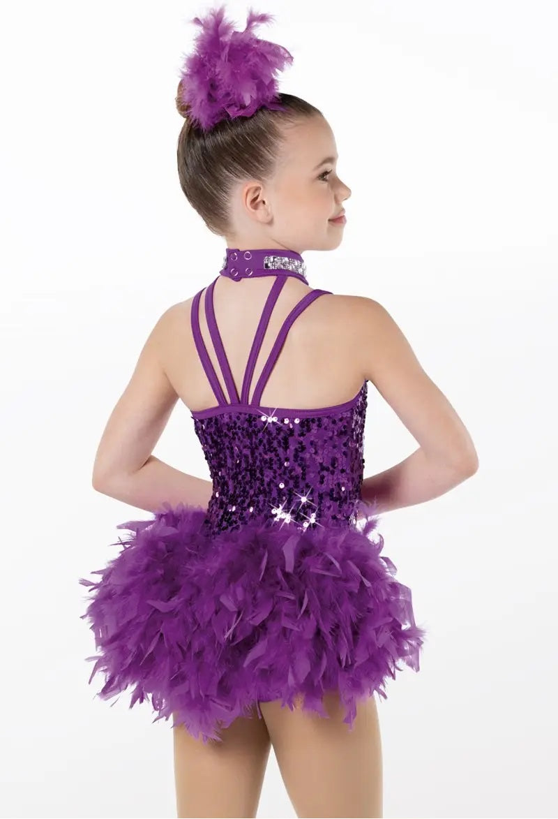 Pre-Owned Costume Weissman  13809 Int Child Pink Feathers Jazz Tap Sequins