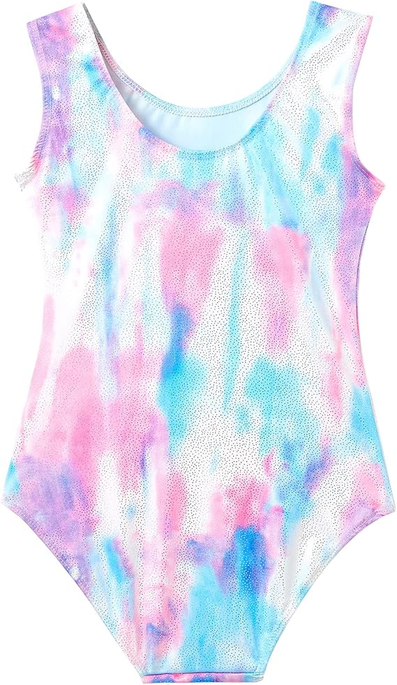 Pre-Owned Gymnastics Leotard Medium Child 7-8 Pastel Rainbow Glitter