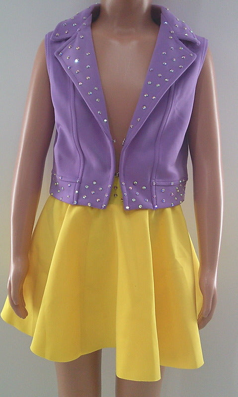 Pre-Owned Costume Weissman  15535/15551 Small Child Purple 2 piece Jazz Tap Rhinestones