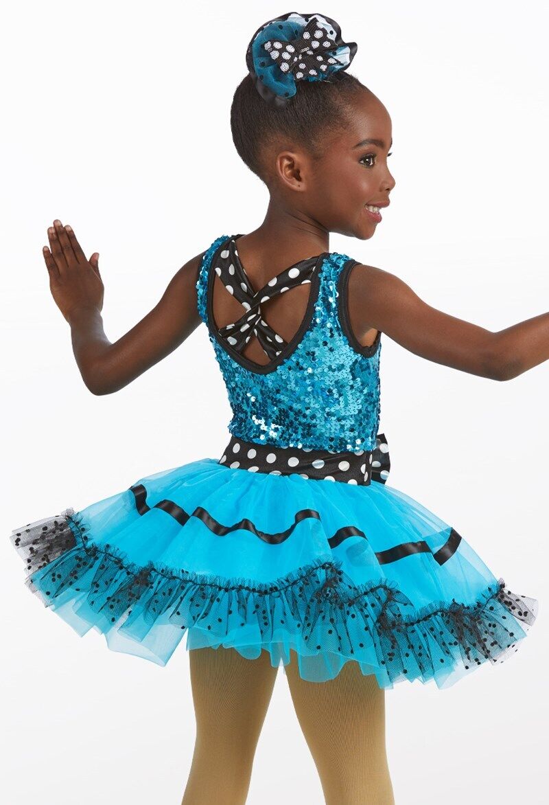 Pre-Owned Costume Weissman  11262 Large Child Blue Tutu Dress Jazz Tap Pageant Sequin