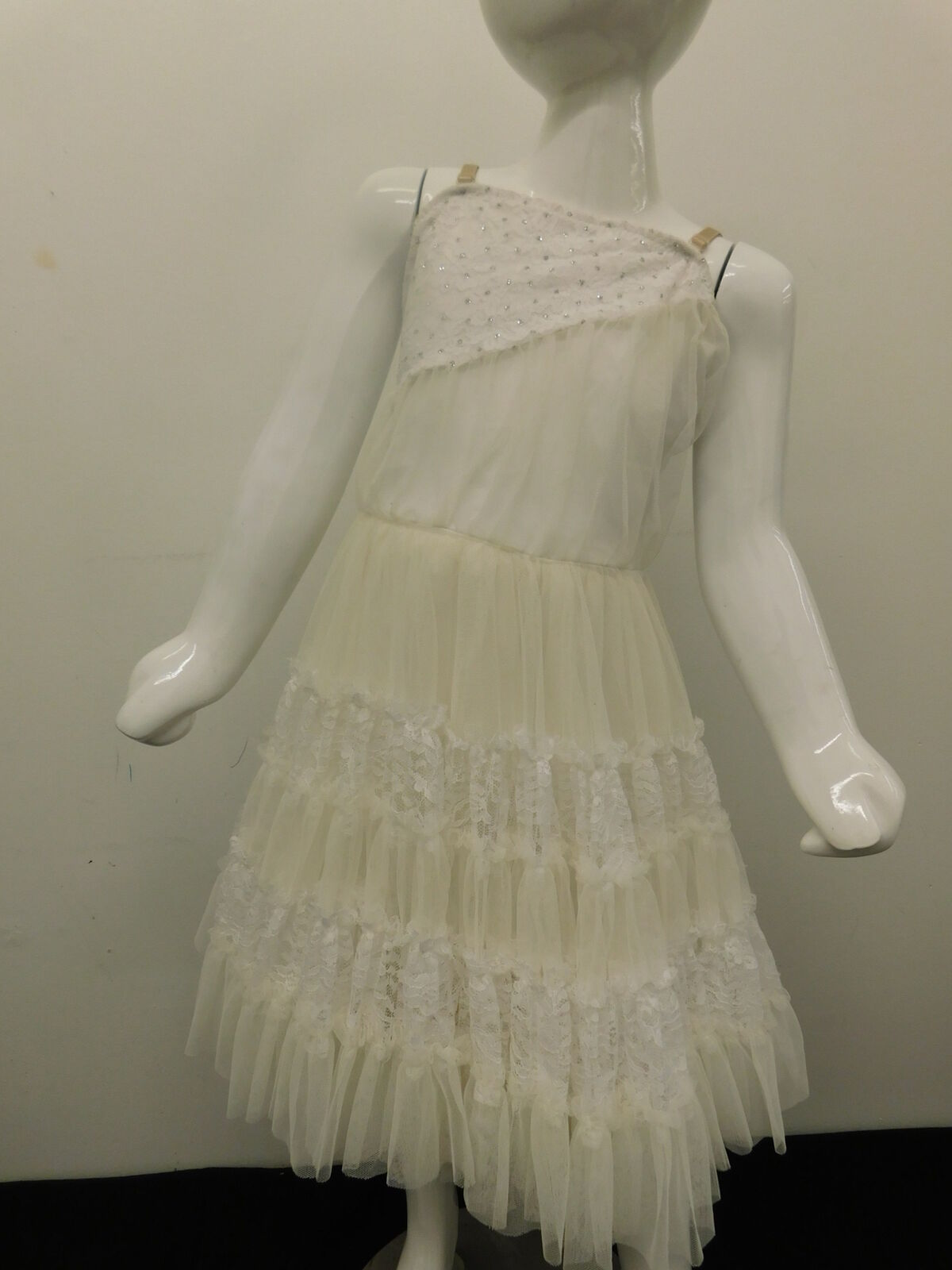 Pre-Owned Costume Large Child White Unbranded Jazz Ballet Lyrical Lace Ruffles Dress