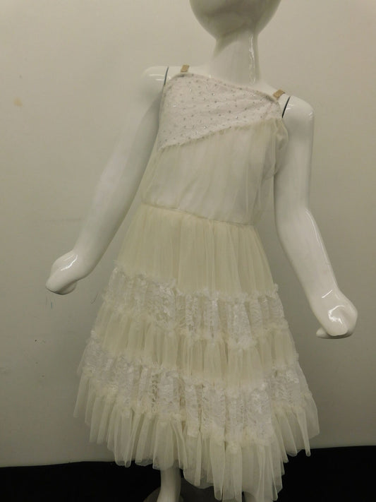 Pre-Owned Costume Large Child White Unbranded Jazz Ballet Lyrical Lace Ruffles Dress