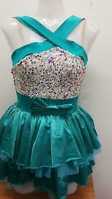 Pre-Owned Costume Curtain Call  E1787 Large Child Teal  Jazz